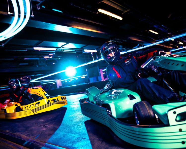 Turning corner on track at f1drive london