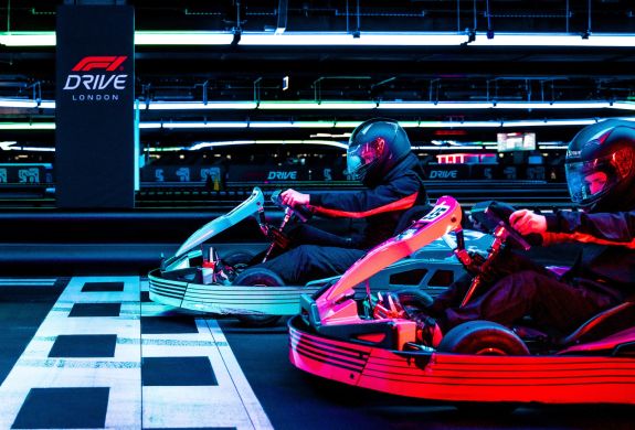 Karts on start line at f1 drive london