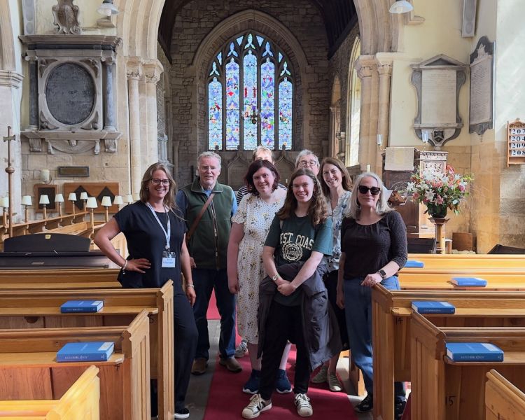 Group in a village church on the father brown locations tour