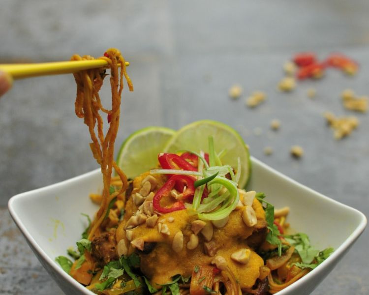 an indian noodle dish in a bowl cooked on an indian cookery course experience day