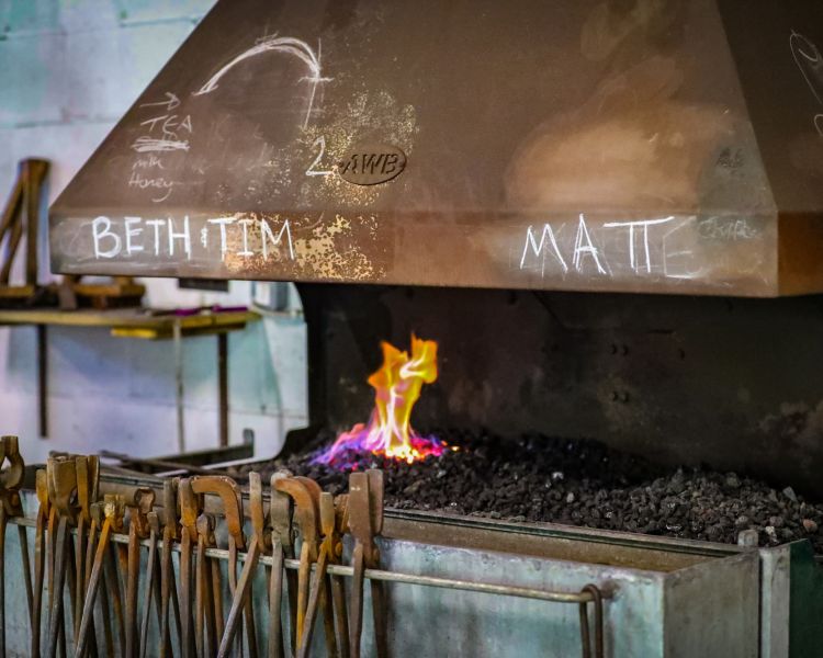 one of the three forges at peak blacksmithing