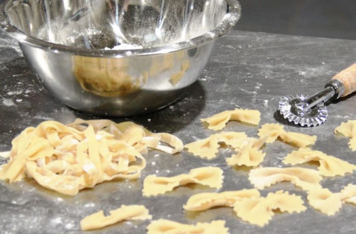 pasta shapes made on a pasta making workshop in melton mowbray