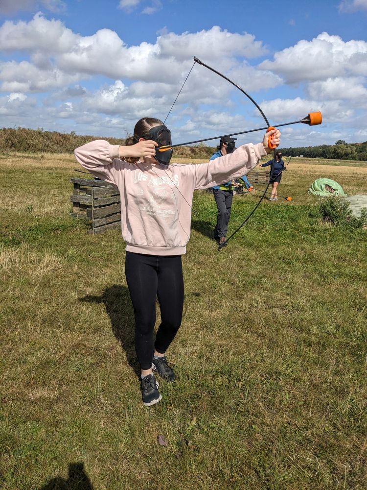 girl on a combat archery experience in nottinghamshire