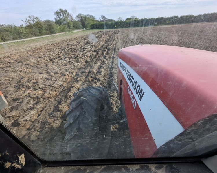 view out the tractor window on tractor driving experience