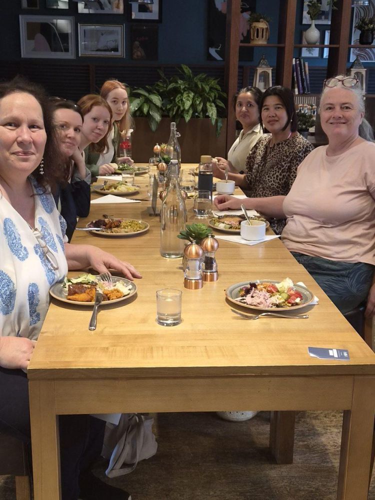 group lunch on a wellness retreat day