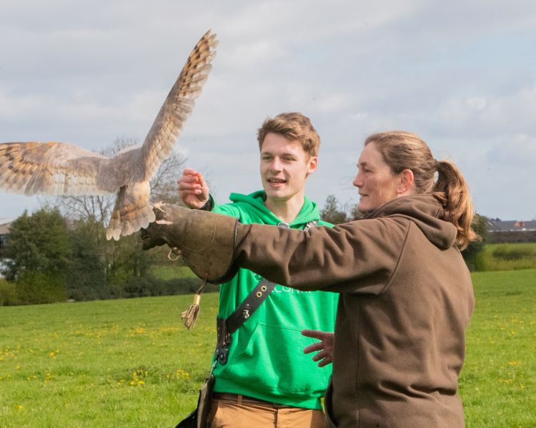 Woman on falconry experience