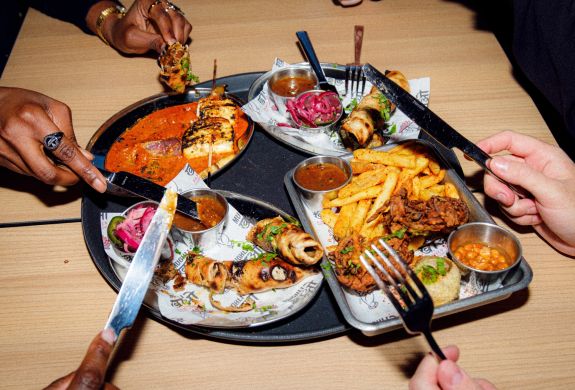 Platter of indian street food on a food treasure hunt in manchester