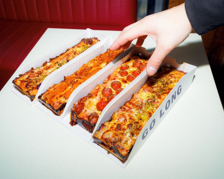 Selection of takeout pizzas on a food treasure hunt in manchester