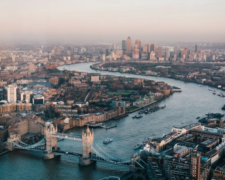 the london skyline with the river thames