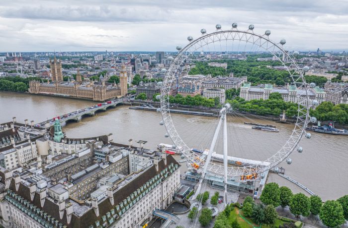 the london eye against the backdrop of london skyline