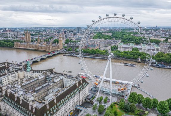 the london eye against the backdrop of london skyline