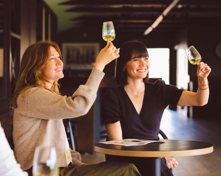 Two ladies at wine tasting at chapel down winery