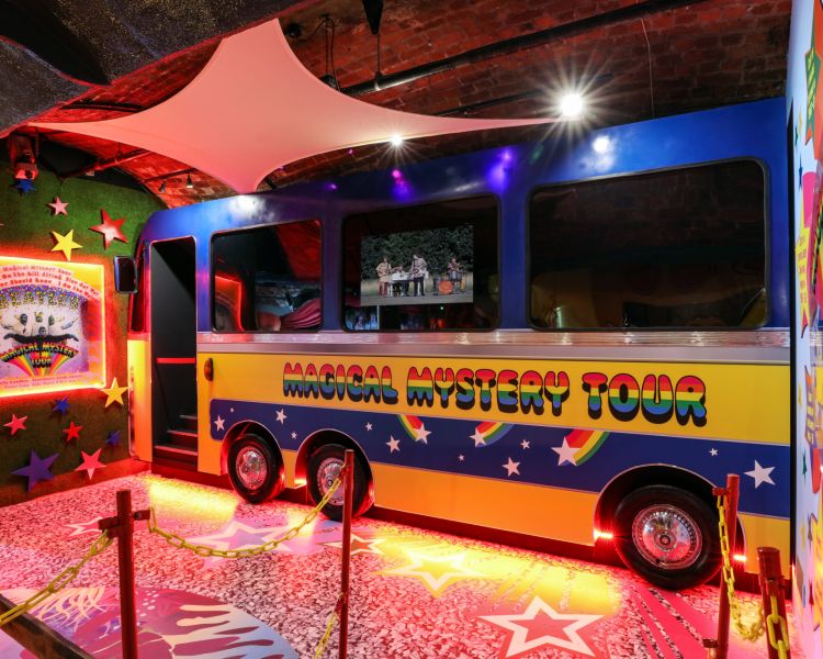 the magical mystery bus at the beatles story museum in liverpool
