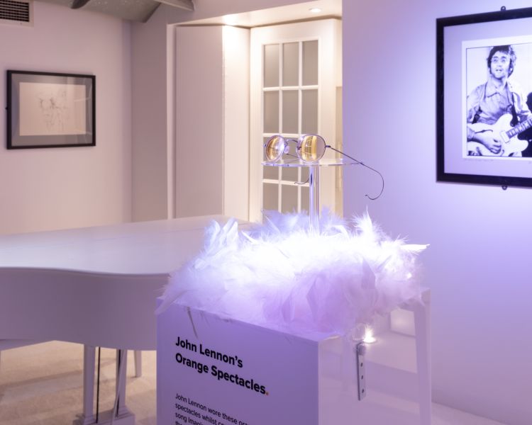 john lennons glasses on display at the beatles story museum in liverpool