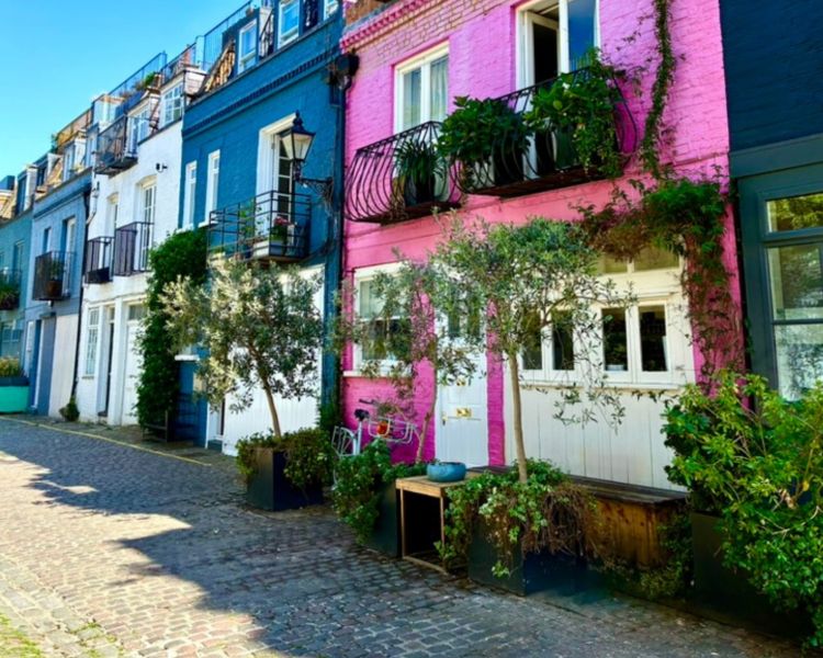 Notting hill mews with coloured buildings