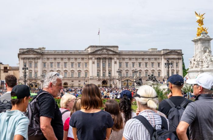 Buckingham palace seen on royal walking tour