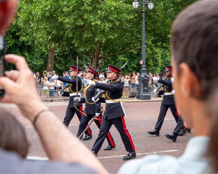 Guards marching down the mall in london