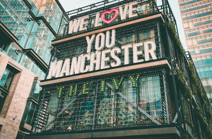 front of the ivy restaurant in manchester city centre
