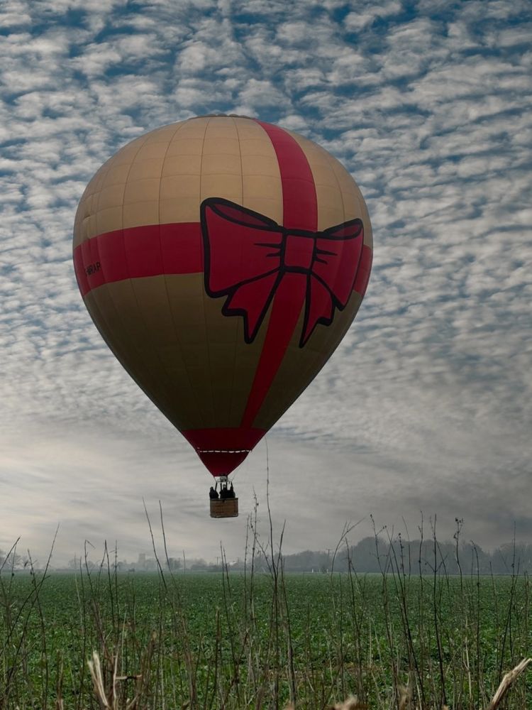 balloon flight over the beautiful norfolk and suffolk countryside on a misty morning