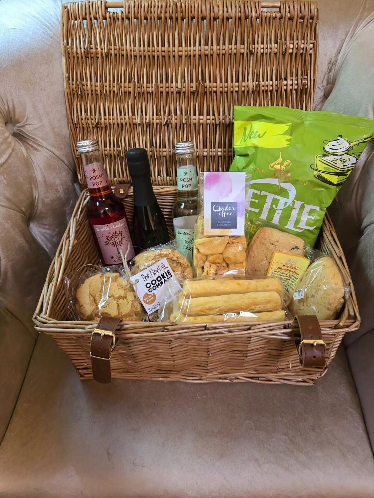luxury hamper with local norfolk and suffolk produce to go wth balloon ride