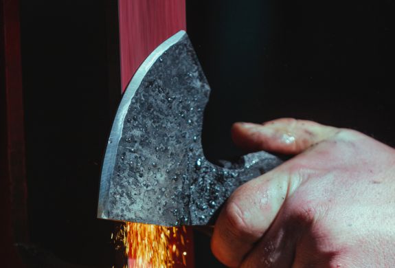 axe head being made on blacksmith experience in suffolk