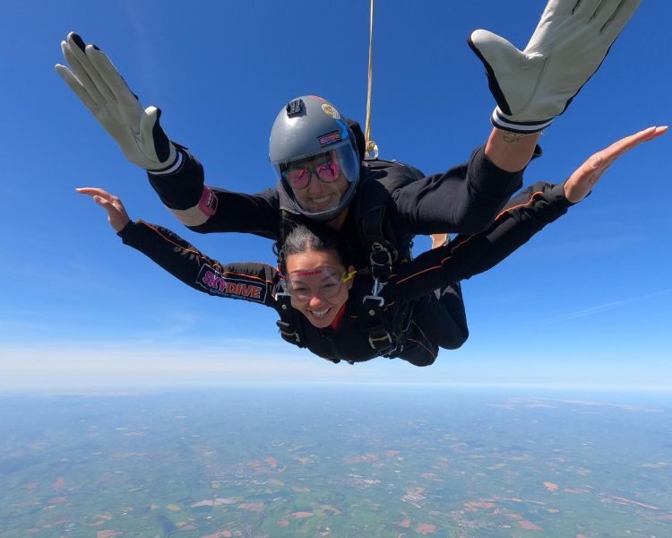 woman on tandem skydive experience in devon