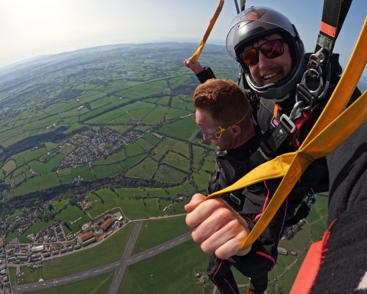 tandem skydive over devon countryside