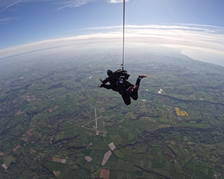 tandem skydive over devon countryside
