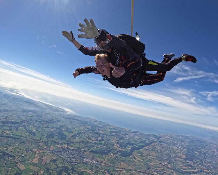 tandem skydive over devon countryside