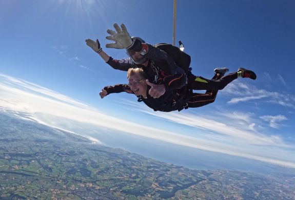 tandem skydive over devon countryside