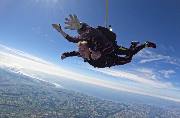 tandem skydive over devon countryside