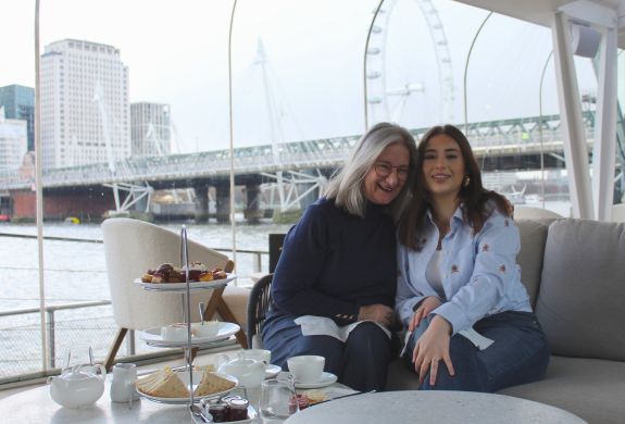 mum and daughter at clipper lounge for afternoon tea