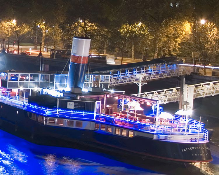 the tattershall castle boat on river thames where the boat show comedy show is held