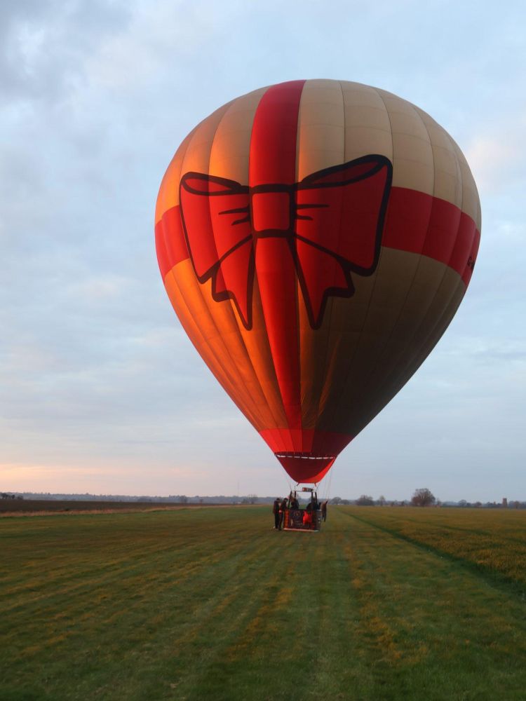 Balloon flight over the norfolk and suffolk countryside sunset