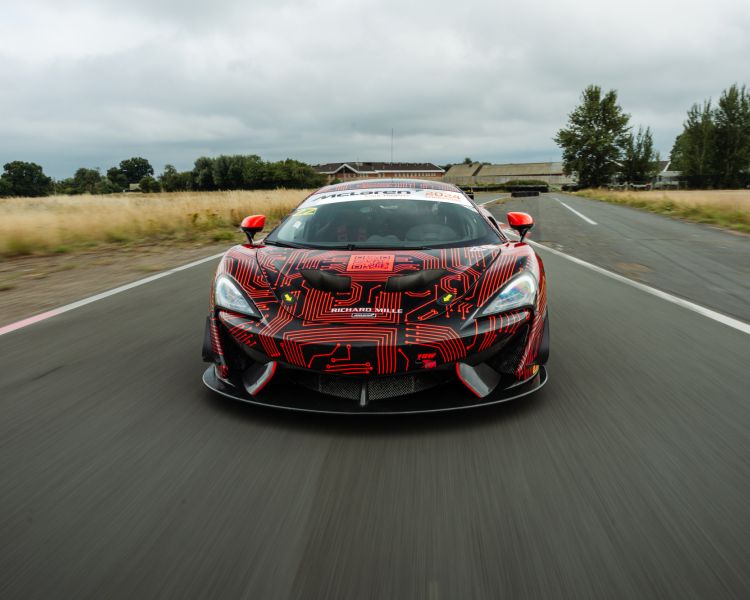 front view of mclaren 570S gt4 on track for a junior driving experience