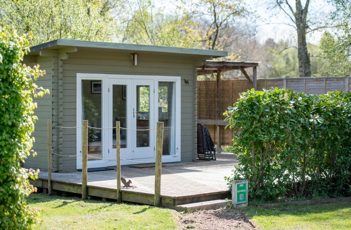 exterior of glamping lodge in dorset