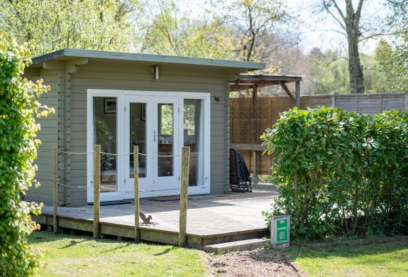 exterior of glamping lodge in dorset