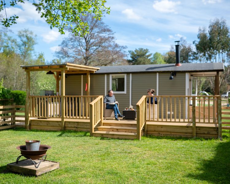 exterior of standard shepherds hut on glamping site in dorset