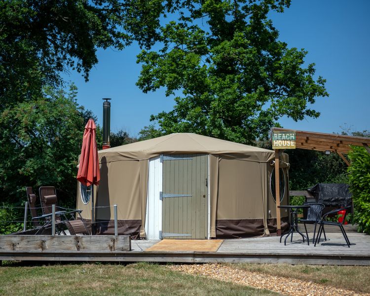 exterior of yurt on glamping site in dorset
