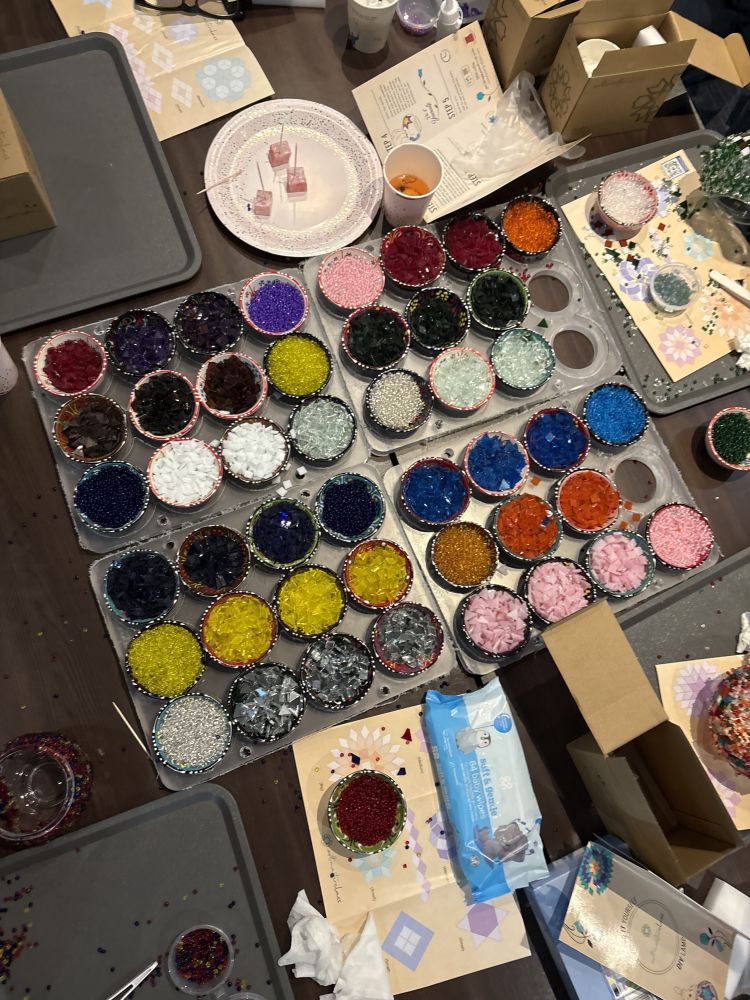 Colourful mosaic pieces used to make turkish lamps