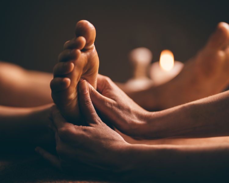 foot massage as part of a beauty spa day experience