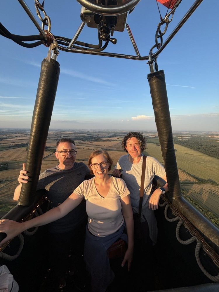 three ladies on private hot air balloon ride over east midlands