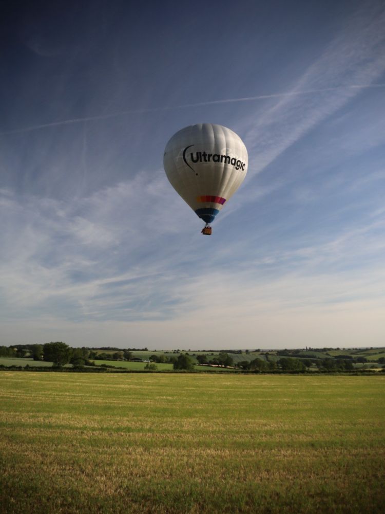 hot air balloon ride flying over east midlands