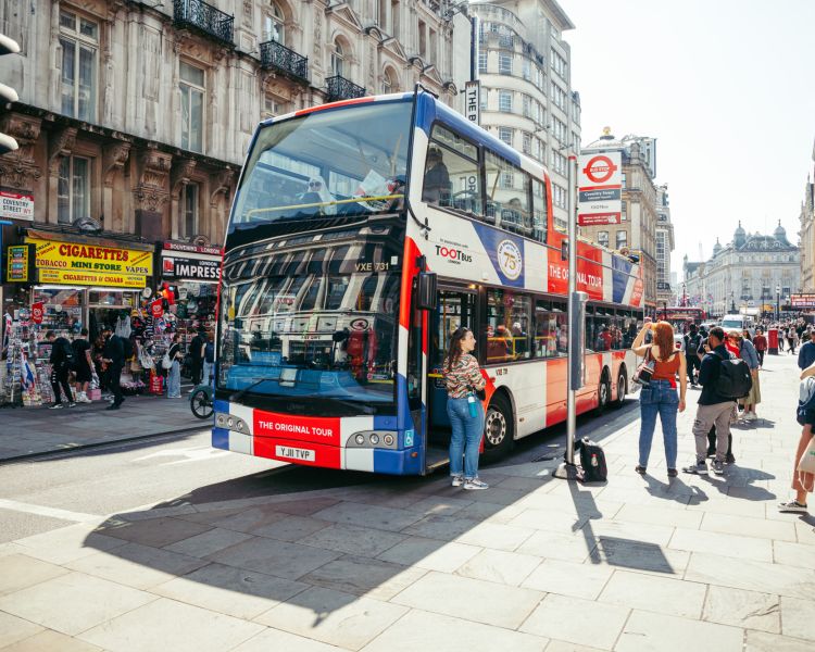 bus stop of the original london bus tour