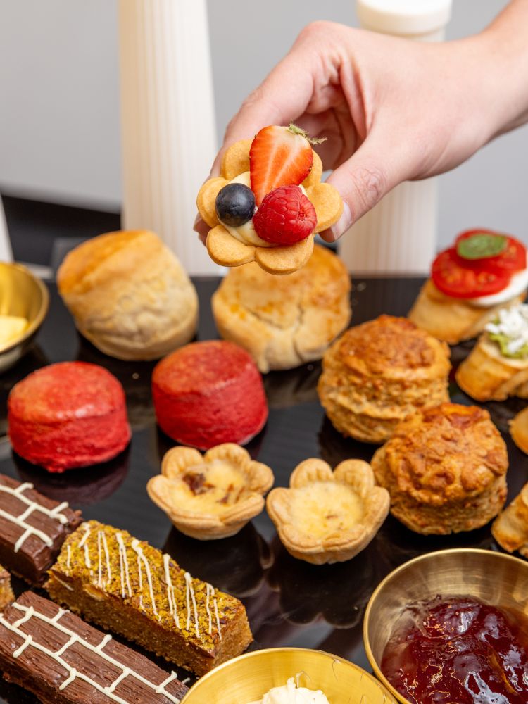 close up on the cakes of the afternoon tea at arch 64 jack and beyond at battersea london