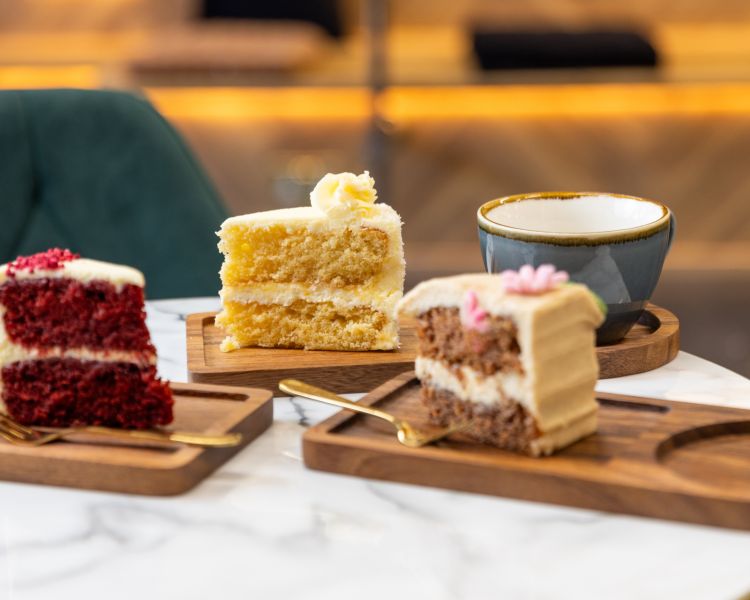 three pieces of cake for a bottomless cake experience at jack and beyond in battersea