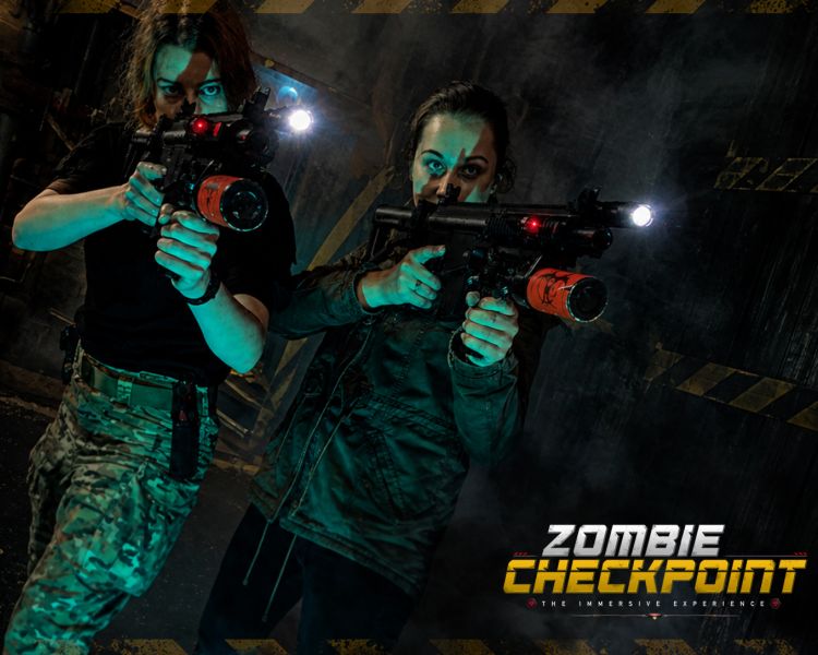 two women playing the zombie checkpoint experience in nottingham