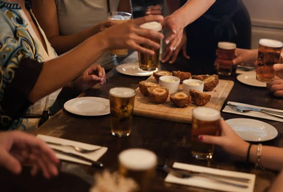 Beers and scoth eggs enjoyed on london pub and food tour