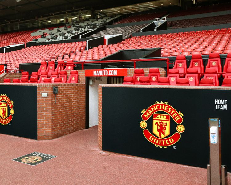 dugout at old trafford seen on the Manchester United Stadium Tour and Museum