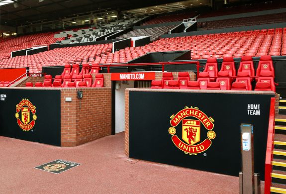 dugout at old trafford seen on the Manchester United Stadium Tour and Museum
